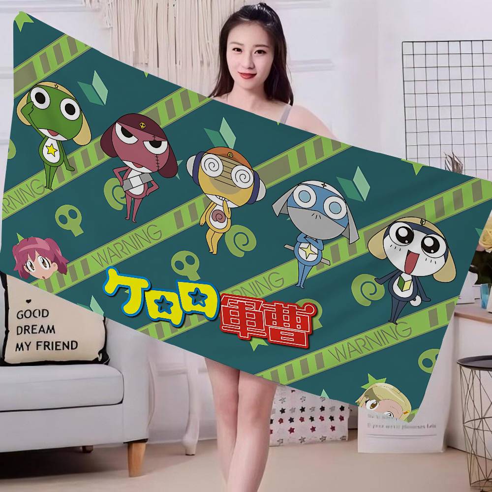 Classic Comedy Anime K-Keroro Anime Beach Swimming Towel Soft Absorbent Washcloth Children's Gifts for Kids Travel Camping Gym