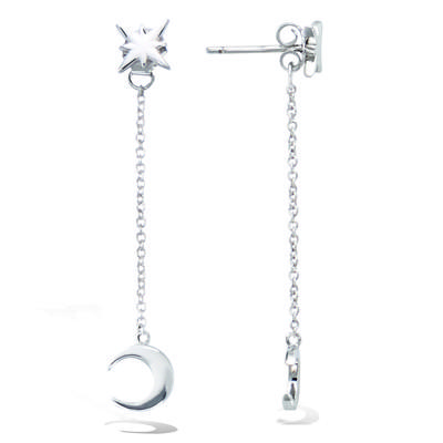 [R1733] - Silver 'Cléopatra' Silver Earrings (rhodium) - 45x8mm