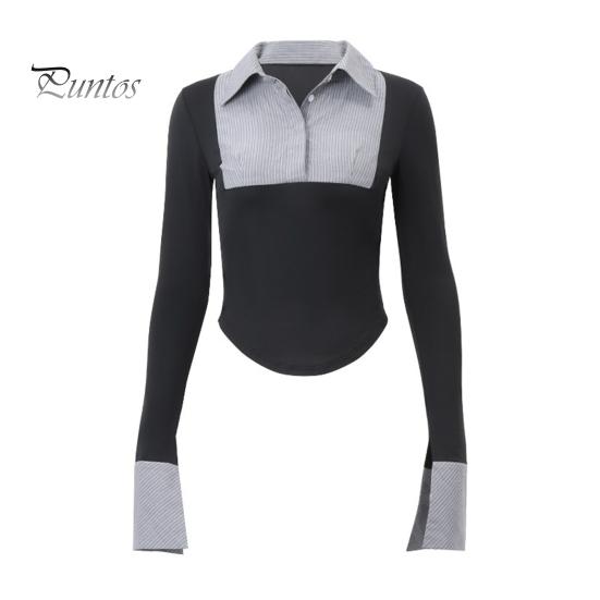 

Женская рубашка, полурасстегивающаяся, подходящая по цвету, застегивающаяся на пуговицы, отложной воротник, тонкая блузка, полосатые манжеты с разрезами, рукава-рога, топ для работы, вечеринки, повседневной носки L чёрный