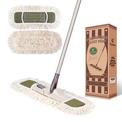 Eyliden Staubmopp mit 2 wiederverwendbaren waschbaren Pads Einhand-Höhenverstellung Nass-Trocken-Mopp für Boden Schiebe-Staubmopp - Ersatz, Stiel, &