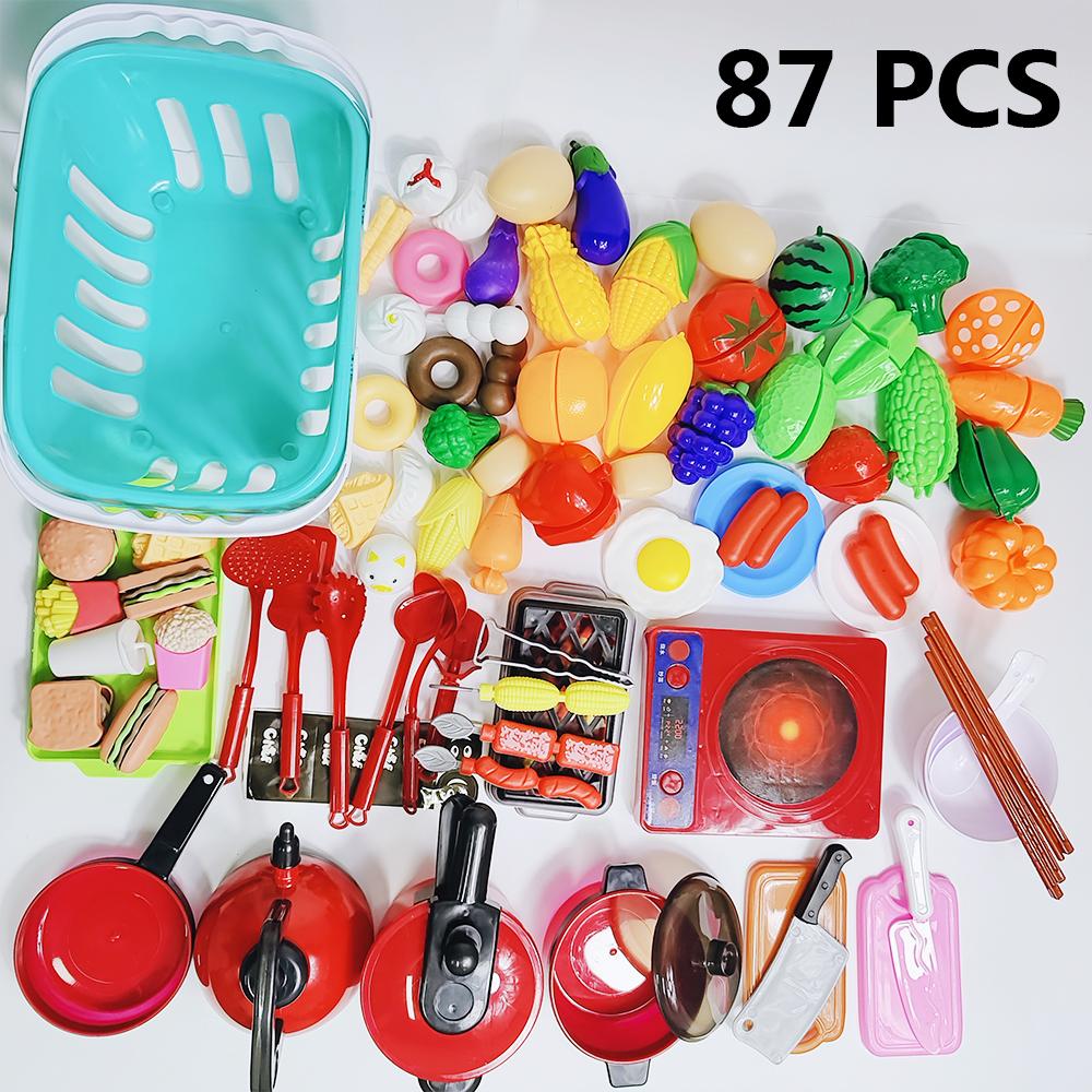 Non-Toxic Simulation Education Pretend Play Children Toys Kitchen Toys Set For Kids Baby Toys Cutting Fruit Cooking Kitchen Utensils Childrens