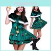 Stylish Women Christmas Tree Cosplay Costume Xmas Dress Cloak Hat Party Props Plus Size