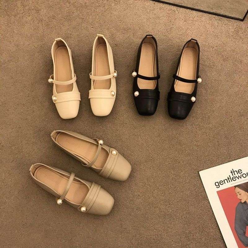 French pearl small fragrant style Mary Jane women's shoes 2025 new spring and autumn soft sole versatile single shoes buckle bean shoes