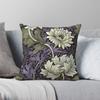 William Morris Bloemig Paars Groen Vierkant Kussensloop Polyester Linnen Fluweel Bedrukt Sierkussenhoes Bank Zitkussenhoes