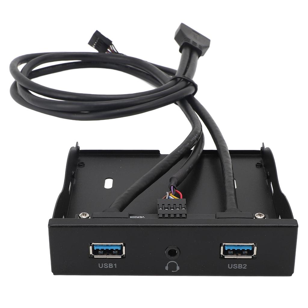 Floppy Panel 3.5in 19PIN to 2 Ports USB A 1 HD Sound Port Hub Metal Front Panel with Headphone