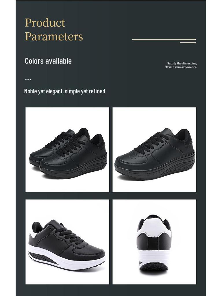 2023 Plus Size Women's Leather Sneakers: Autumn/Winter Thick-Soled Casual Rocking Platform Shoes