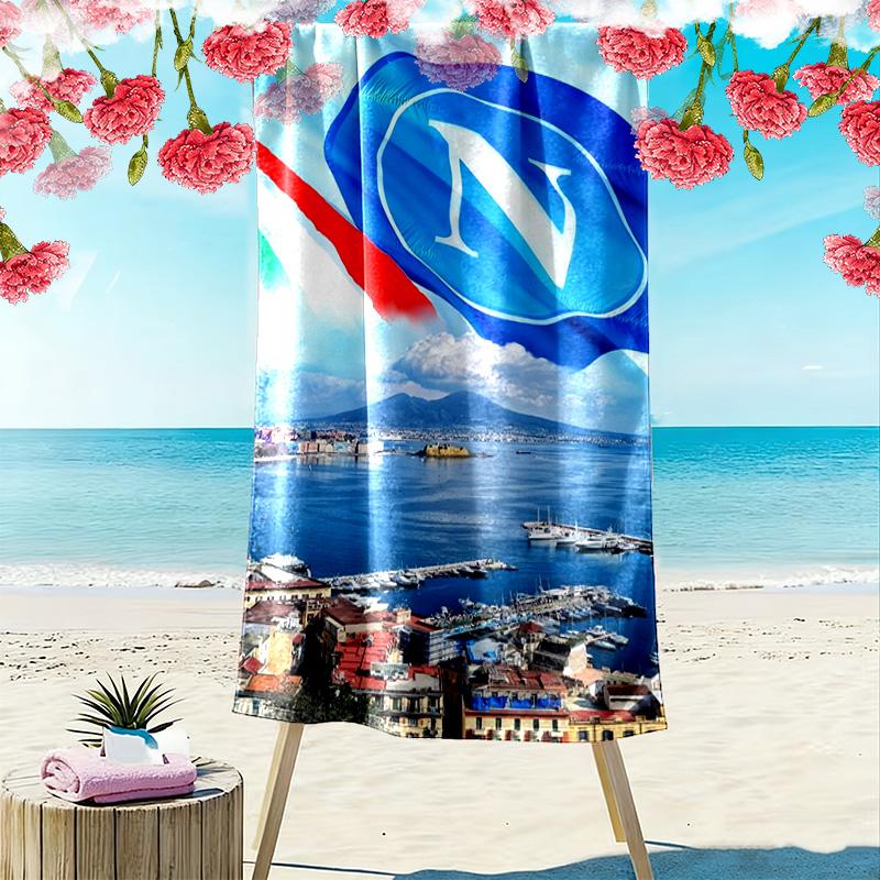 Asciugamano da Spiaggia Stampa Napoli Calcio, Asciugamano Grande Morbido Asciugatura Rapida per Spiaggia Campeggio Nuoto