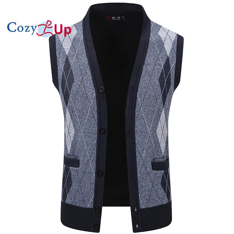 Cozy Up Mens Argyle Sweater Vests V Neck Sleeveless Cardigan Vest Knitwear