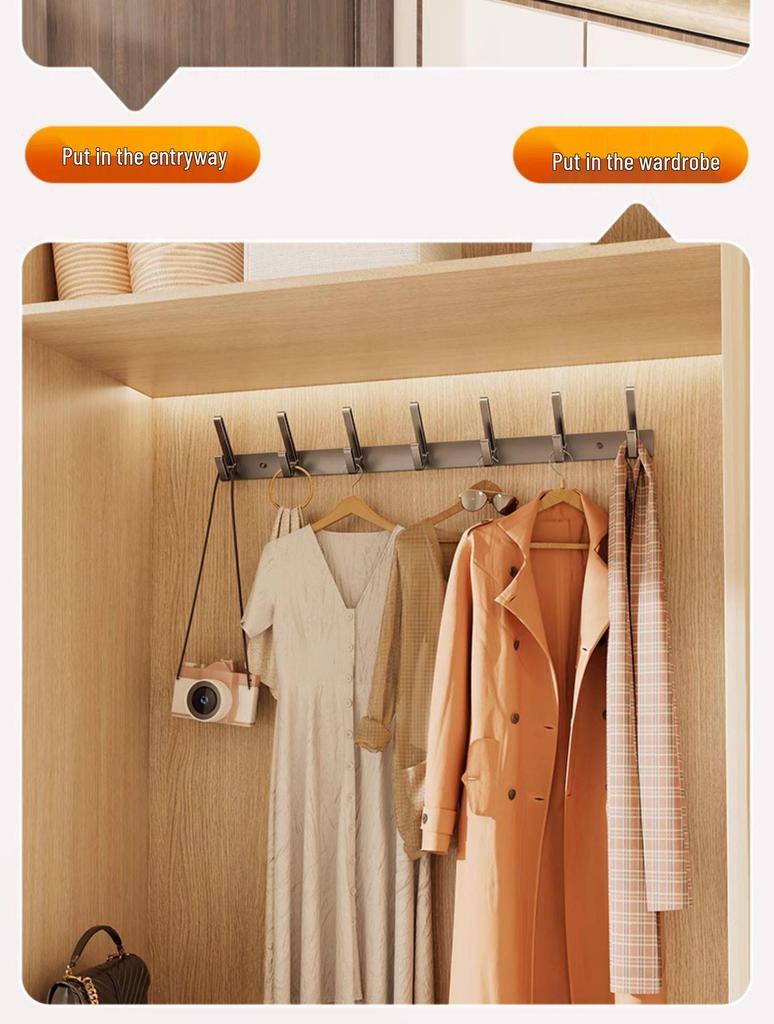 Wall-Mounted Coat and Clothes Hook – No-Punch Behind-Door Wardrobe Rack for Entrance and Hallway