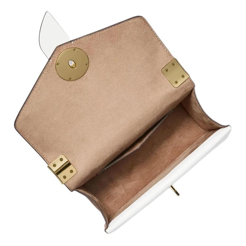 MICHAEL KORS Greenwich Classic Colorblock Logo Coated Canvas Shoulder Crossbody Bag Small Women's Brown and White