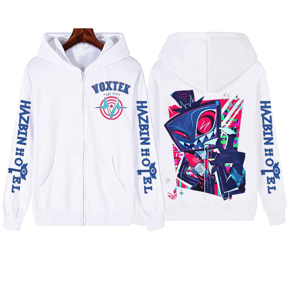 Hazbin Hotel VOX Character Design Zipper Hoodie Man Woman Harajuku Pullover Tops Long Sleeve Streetwear Sweatshirt