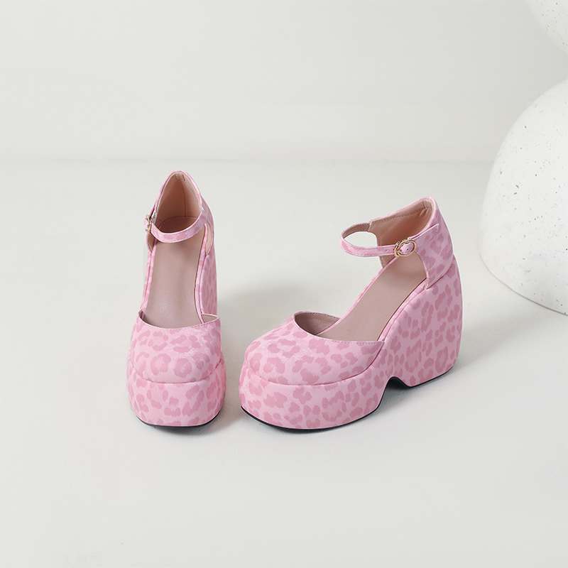 Krazing Pot Polyurethane Spring Autumn Size 43 Women Platform Super High Heels Women Round Toe Waterproof Prints Leather Pumps