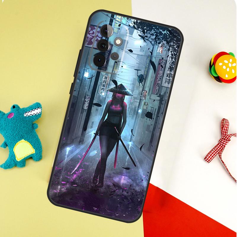 Anime Girl Samurai For Samsung Galaxy A22 A32 A52 A54 A34 A14 A55 A35 A15 A53 A33 A13 A05 A06 A16 Phone Case