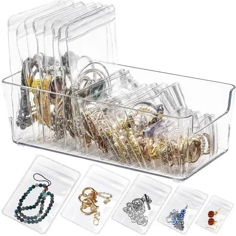 10/50Pcs Transparent PVC Bijuterii Organizator Pungi Pungi Anti-oxidare Cercei Pandantiv Colier Brățară Depozitare Suport Cutie