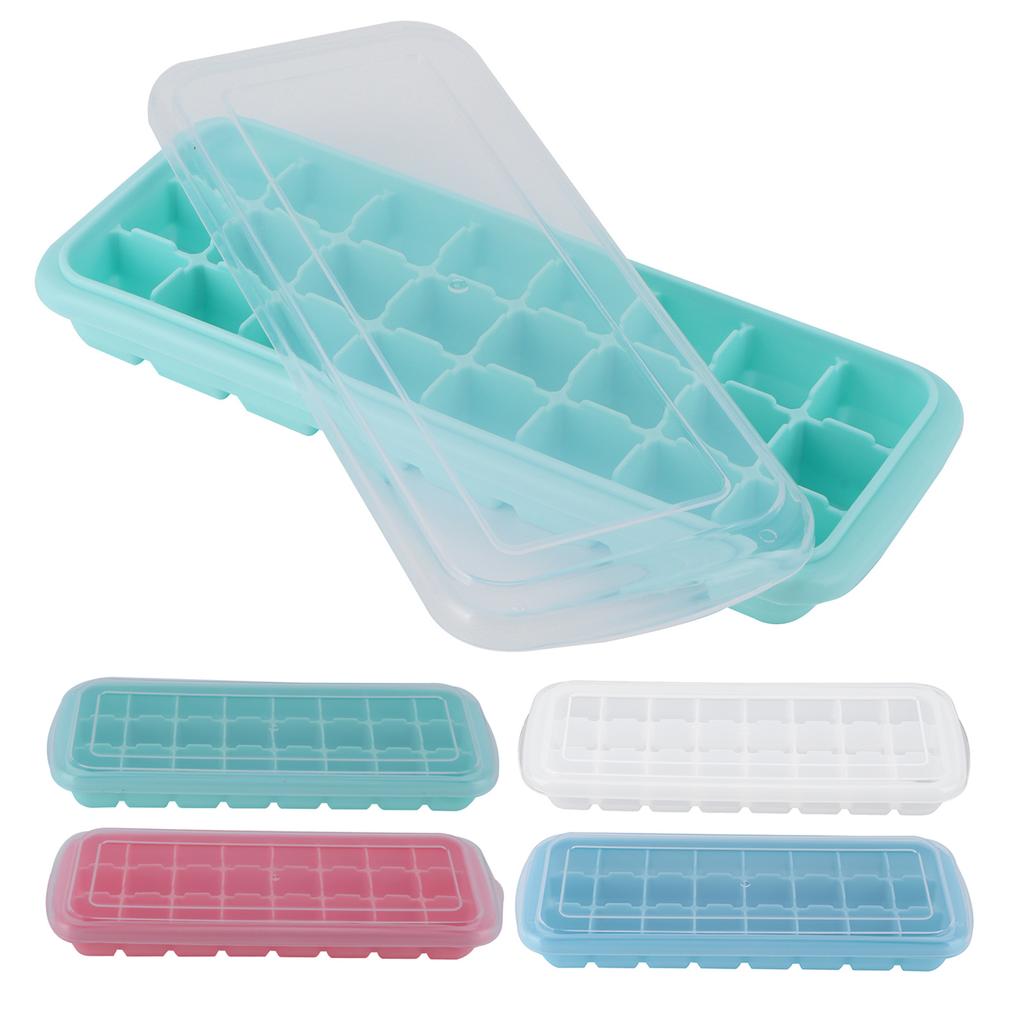 24-Grid Small Cubes Silicone Ice Tray with PP Lid Silicone Ice Mold for Home Kitchen Ice Mold Kitchen Supplies Ice Tray with Lid