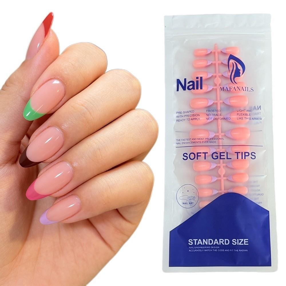 144 Pieces Pack 6 Colors Set Fake Nails Full Cover French Tip Nails New False Nail Tips  for Women