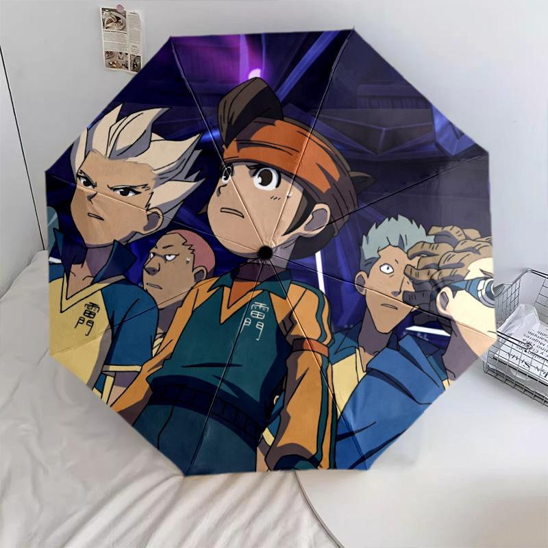 Inazuma Eleven  pattern, automatic folding umbrella, portable and foldable design, 8 ribs, a Christmas or birthday gift.