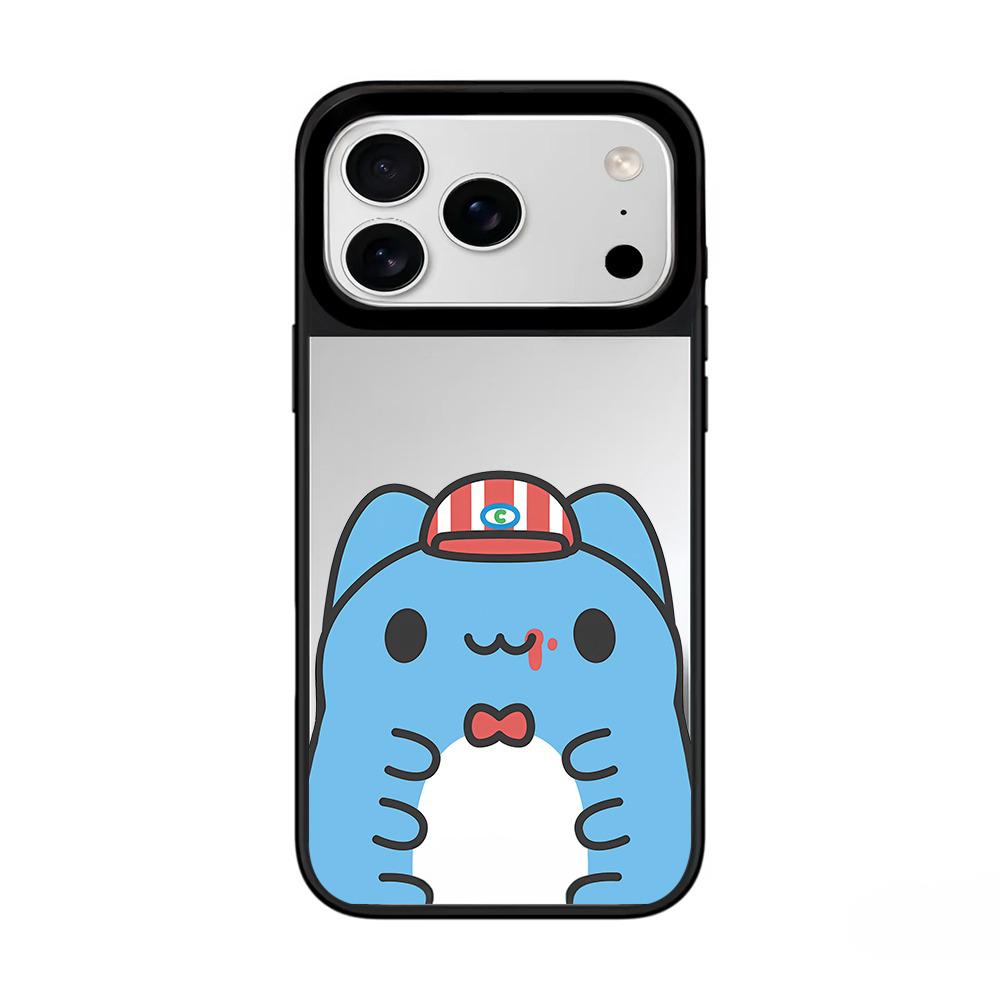 IPhone 12 13 14 15 16 17 Pro Max Cute Cartoon Pet Burger Mirror Surface Black Border Magnetic Protective Case