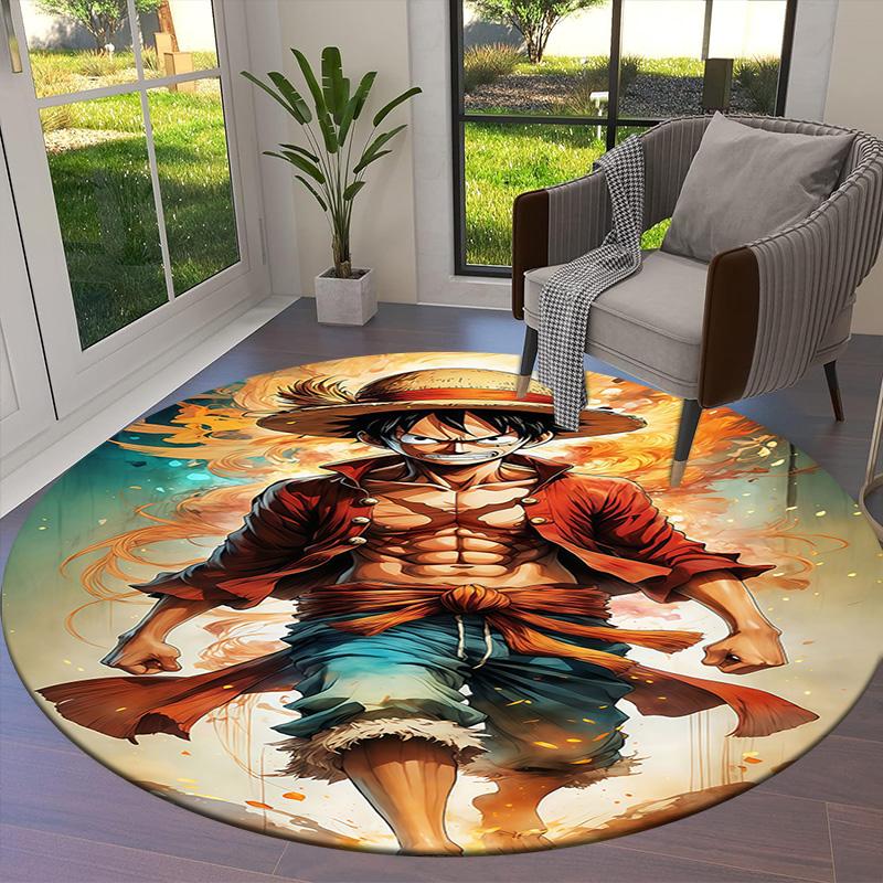One Piece Monkey D Luffy Round Area Rug Carpet Rug For Living Room Bedroom Sofa Playroom Decor Nonslip Floor Mat