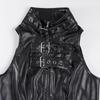 Gothic Punk Dark Style Leather Vest - Metal Decorated Sleeveless Top for Motorcycle & Cool Girl Group