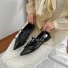 Yuanlitong pointed bow shallow mouth flat bottom Mary Jane single shoes women's banquet shoes women's outer wear temperament shoes women
