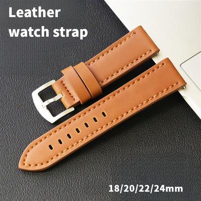 Bracelet de montre en cuir véritable 18 mm, 20 mm, 22 mm, 24 mm, à dégagement rapide, en cuir Crazy Horse avec bracelet rétro en cuir de vache, bracelet de montre universel pour montre intelligente