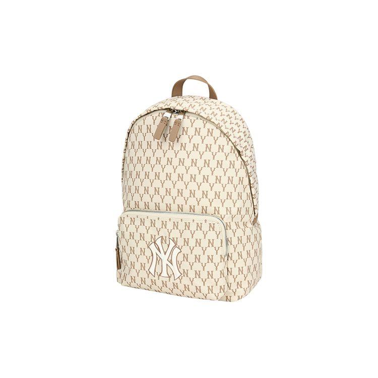 MLB Monogram Series NY Yankees Retro Floral Print Casual Nylon Backpack Unisex Backpack Beige 32BG10941-50B