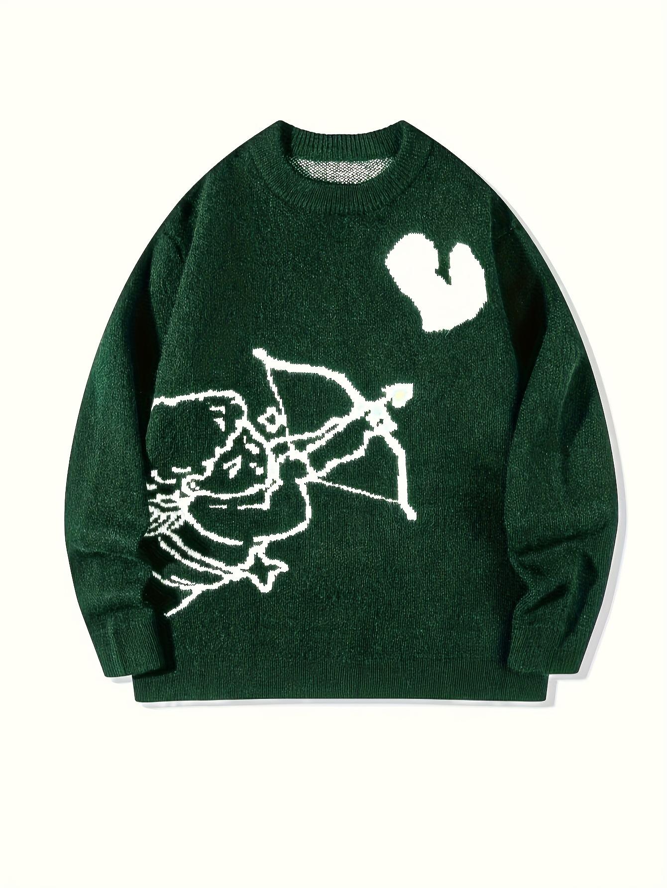 

Men s Trendy Cupid Heart Graffiti Wool Knit Pullover M (110-120 cm)