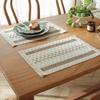1Pc Woven Colorblock Striped Tassel Cotton Linen Rope Placemat for Holiday Home Party Tabletop Decoration