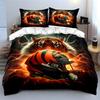 3Pcs Tiger And Football Helmet Print Bedding Set 1 Duvet Cover 2 Pillowcases For Adult And Children Luxury Gift Full Size