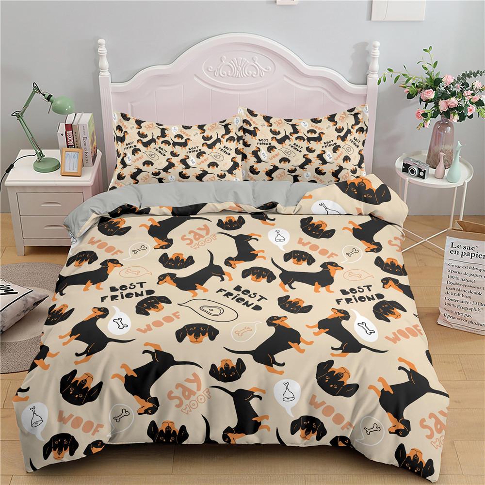 

Dog Print Bedding Set Pug Retriever Corgi Dog Duvet Cover Microfiber Cute Pet Animal Queen Quilt Cover For Girls Boys Kids Room (135x200cm)