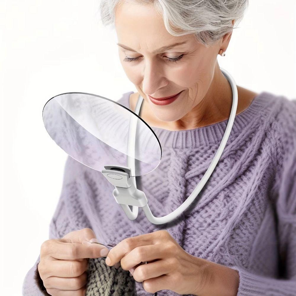 Portable 5X Magnifying Glass 13cm Sewing Accessories Hands Free Magnifying Glass HD Optical Glass Lenses Embroidery Magnifier