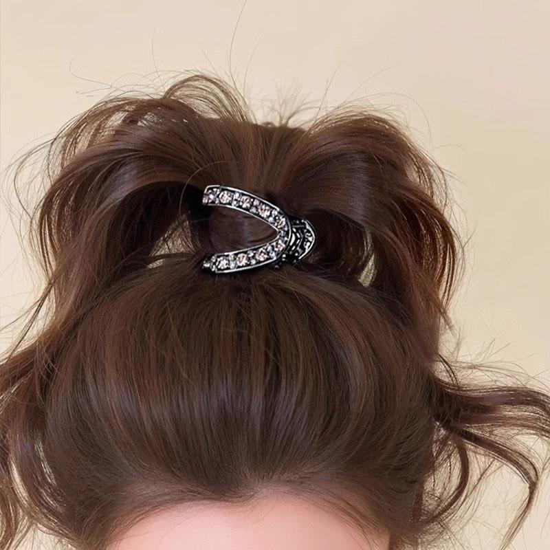 New Fashion Rhinestone Hair Clip Claw For Women Metal Small Ponytail Hair Crabs Thick Hairpins French Headdress Hair Accessories