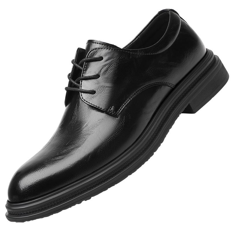 Inner height increase men's leather shoes 8cm6cm business dress derby shoes leather breathable pointed commuter work men's shoes