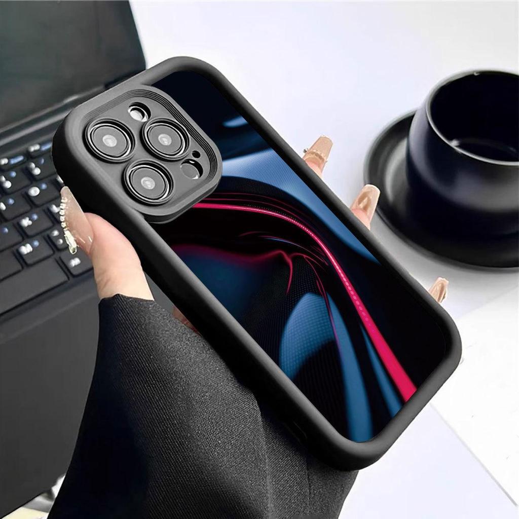 Gradient Black Phone Case for iPhone 15/16/17 Pro Max - Blue/Red Protection