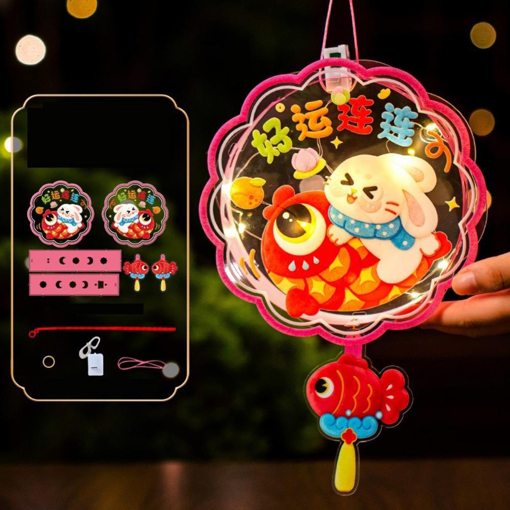 Cute Bunny Lantern Cartoon Handheld Rabbit Flower Lantern Mid Autumn Lantern  Holiday Decoration
