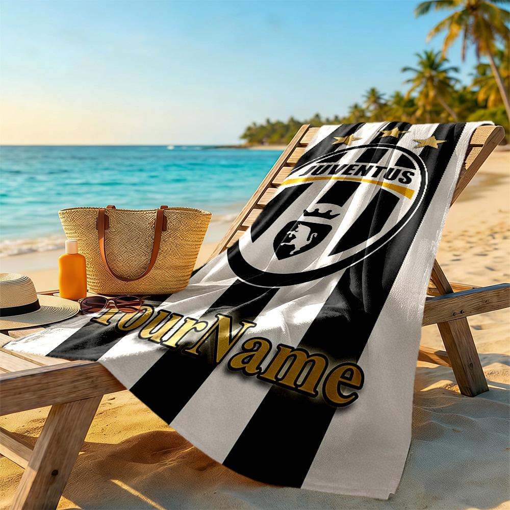 Juventus Customizable Name Beach Towel Super Soft & Absorbent Suitable for Sports Travel Swimming Yoga Bathroom Beach And Pool