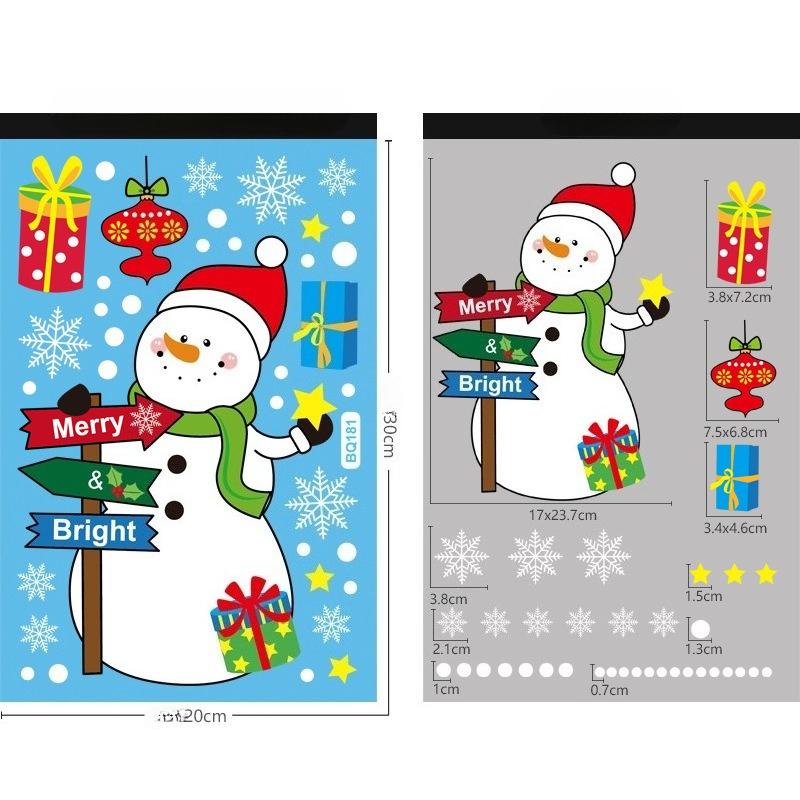 Christmas Snowflake Elk Snowman Glass Sticker Noel Ornaments Xmas Wall Stickers Merry Christma Decor Happy New Year Sticker