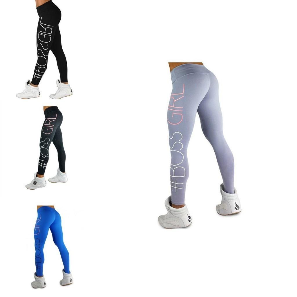 Stylish Women Letter Print Full Length Leggings Featuring High Elasticity And Body Sculpting Fit