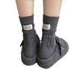 Grey-toned Autumn and Winter Wool Embroidered Soft Striped Mid-calf Socks Polka Dot Socks Women's Pile Socks