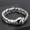 Punk-Style Men's 316L Stainless Steel Cuban Chain Bracelet with Boxing Glove Charm