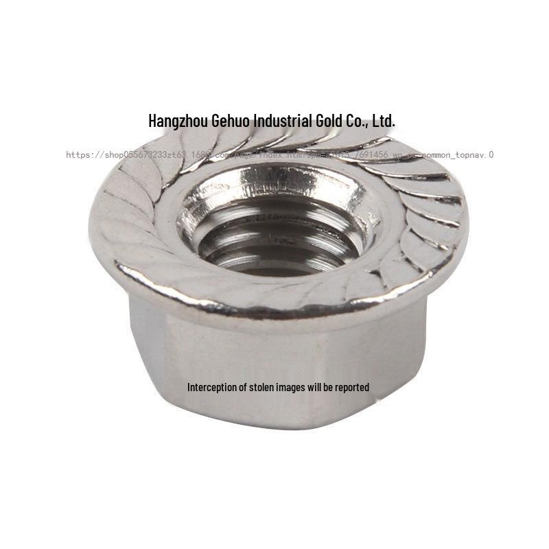 304/201 Stainless Steel Left-Hand Locking Flange Nut with Anti-Slip Washer, Fine Thread M3-M10