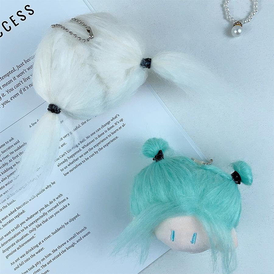 Cotton Cozy Plush Doll Keychain In Vibrant Green And White Great For Gifts Unique