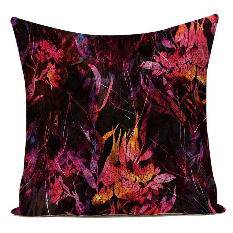 Decorative Throw Pillows Case Colorful 3D Plant Flowers Polyester Sofa Home Living Room Decoration Pillow Cushion Cover