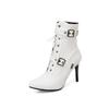 Short Boots High Heel Belt Buckle European and American Straps Large Size  Boots Thin Heel Pointed