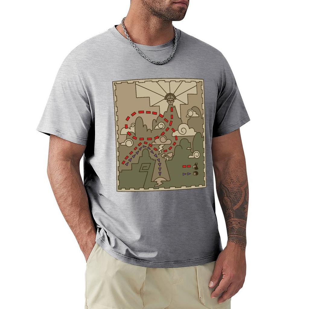Kuzco Map T-Shirt Oversized Tees Vintage T Shirts Aesthetic Clothing Shirts Men Graphic