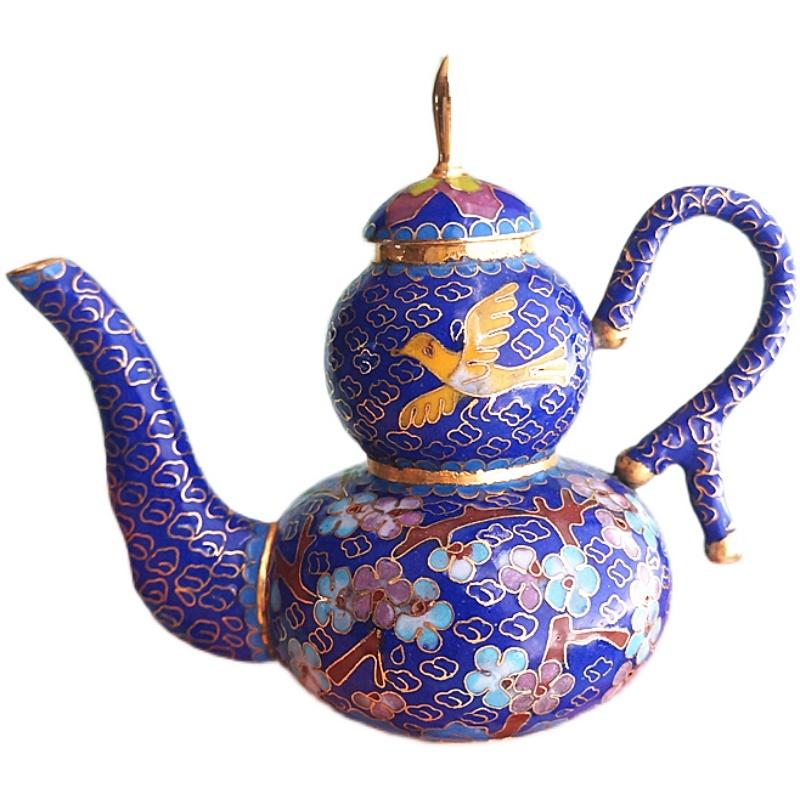 Vintage Cloisonné kleiner Topf Seltenes Antikes Kupfer Emaille Kunstwerk Heimdekoration