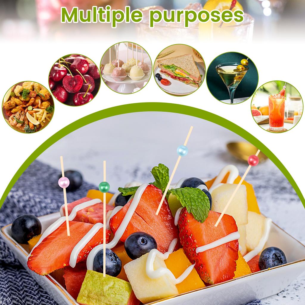 800Pcs 12cm Bamboo Cocktail Picks Decorative Fancy Toothpicks Multipurpose Party Cocktail Picks for Drinks Desserts Charcuterie