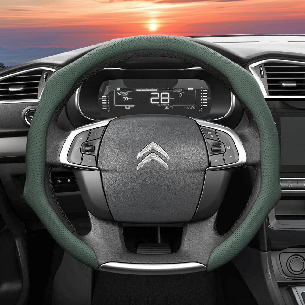 Suitable for Citroen Perforated Leather Steering Wheel Cover C3 C4 X Berlingo C5 Aircross Jumper SpaceTourer Ami X Red Black