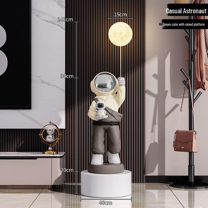 Large Astronaut Figurine with Starry Sky Light – Floor-Standing Decoration for Living Room or TV Cabinet, Perfect Housewarming Gift.